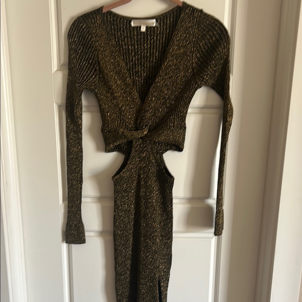 LoveShackFancy Black and Gold Knit Top